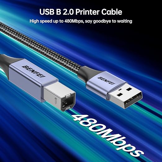 BENFEI USB Printer Cable, 6.6FT/2 Meter USB A to USB B Cable - Image 3