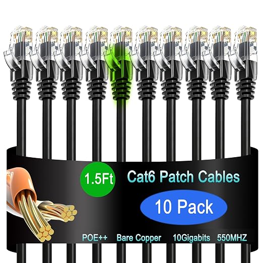 Cat6 Ethernet Patch Cable 1.5 ft, Cat6 Patch Cable by Lysymixs