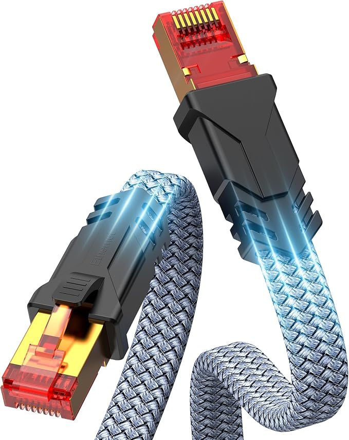 Snowkids Cat 8 Ethernet Cable 3.3 FT, Braided Heavy Duty High Speed by Snowkids