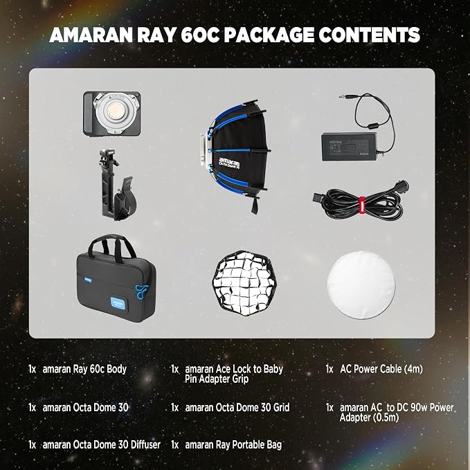 Amaran Ray 60c RGB LED Monolight, 60W Full Color COB Video Light - Image 6