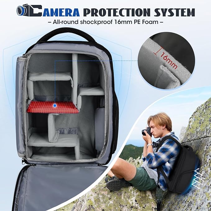 RAINSMORE Camera Backpack Camera Bag - Image 3