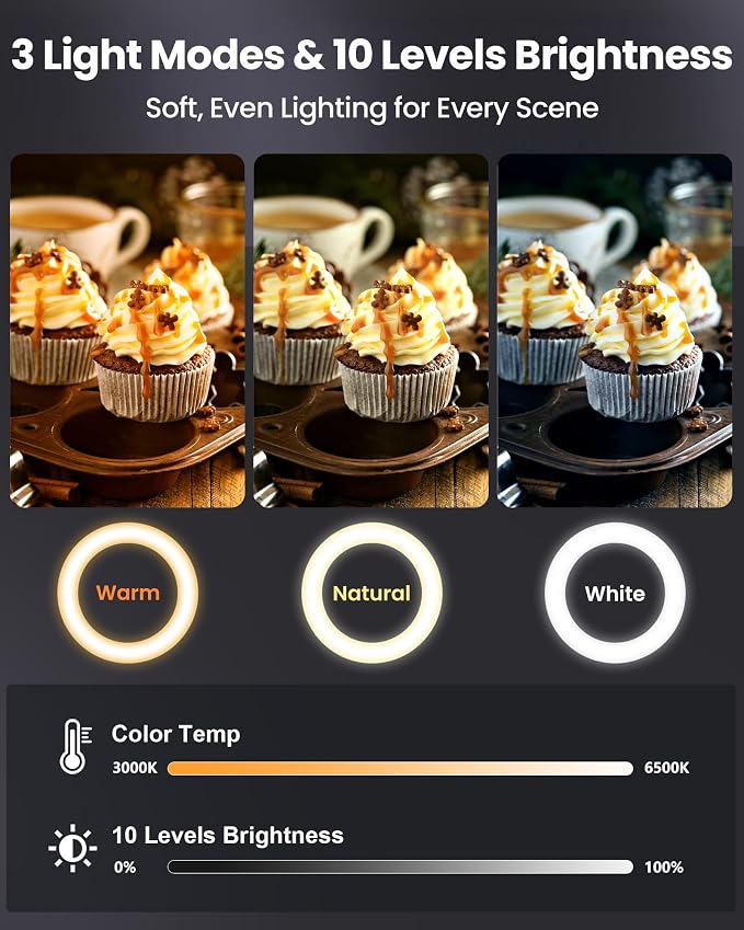 Ring Light with Stand Tripod for iPhone – Evershop 10” Overhead Camera Mount - Image 4