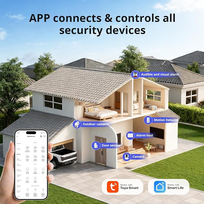 Alarm System for Home Security, 20-Piece WiFi+4G Home Alarm DIY Kit, SOS Button - Image 8