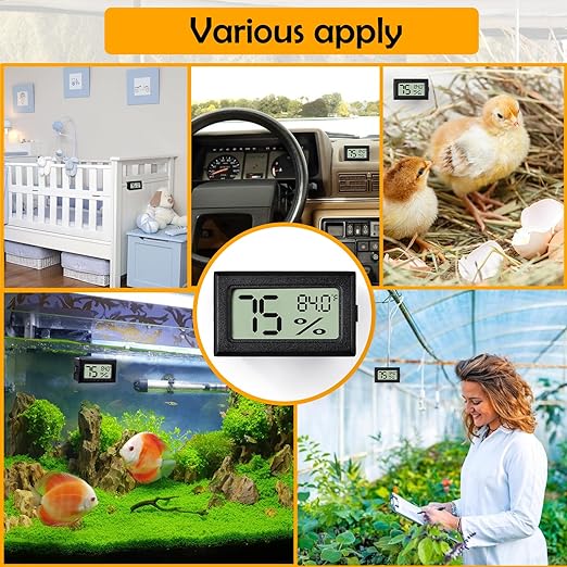 2 PCS Rectangle Reptile Thermometer and Humidity Gauge - Image 6