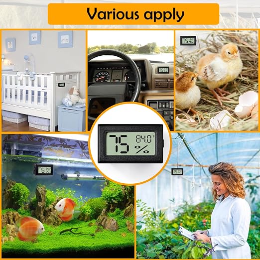 4 PCS Rectangle Reptile Thermometer and Humidity Gauge - Image 3