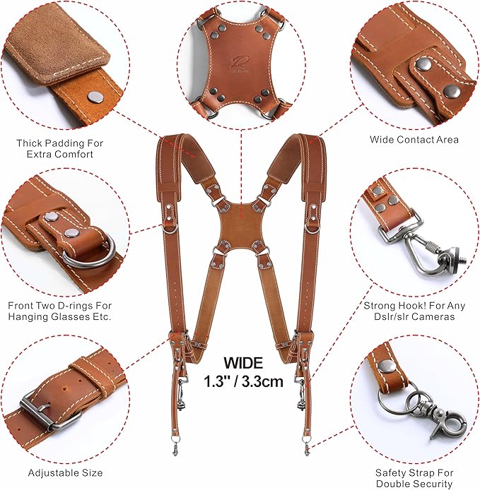 Padwa Lifestyle Tan Dual Camera Harness Strap - Image 2