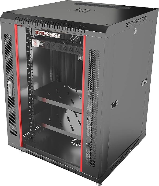 15U Wall Mount Server Rack Cabinet – 19" Network Rack Enclosure, PDU & Shelf by SYSRACKS