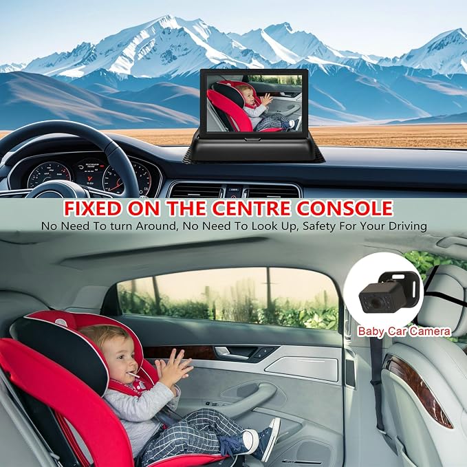 Baby Car Camera for Backseat-HD 720P 4.3 inch Monitor - Image 2
