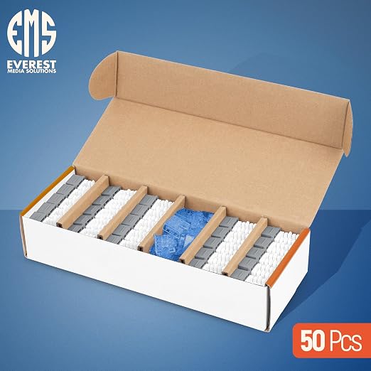 Everest 90° Angled RJ45 Cat5e Keystone Jacks 50-Pack in Gray - Image 2