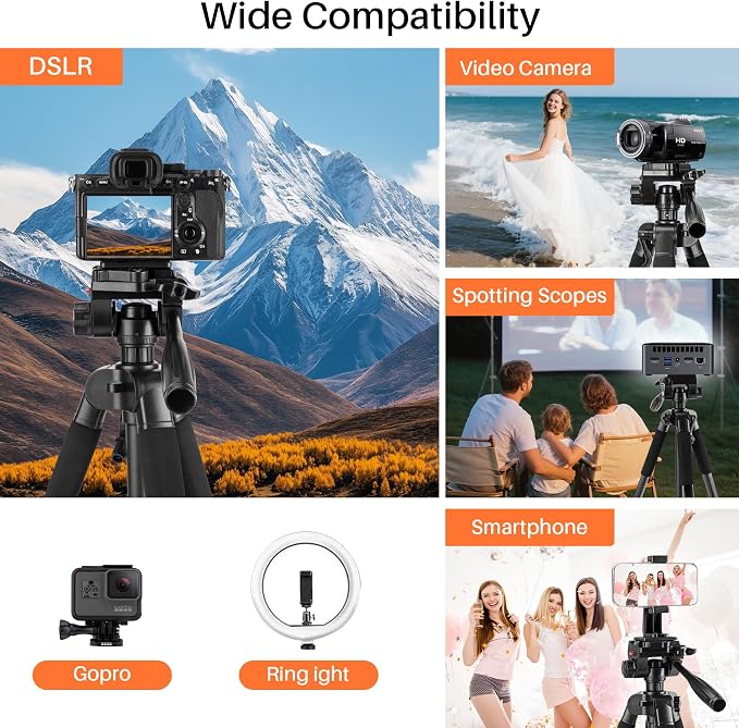 Fotopro 69'' Camera Tripod Lightweight Portable Travel Tripod - Image 7