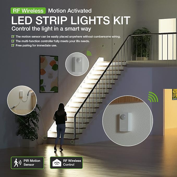 RAYZEEK Wireless Motion Activated LED Strip Lights, 19.7FT LED Strip Lights - Image 3