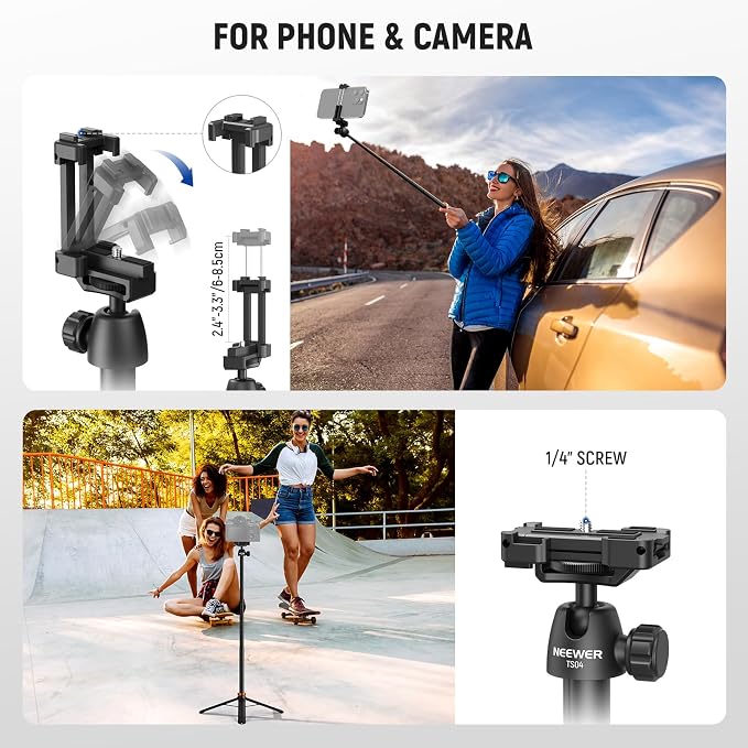 NEEWER Basics 59" Selfie Stick Tripod Compatible - Image 3