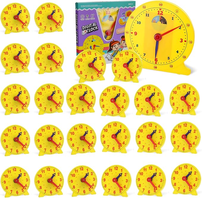 Lenwen 2 Pcs Classroom Clock Kit 24 Hours Learn to Tell Time Teaching Clock Toy by Lenwen