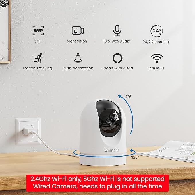 Cinnado Security Camera Indoor-2K 360° WiFi Cameras - Image 2