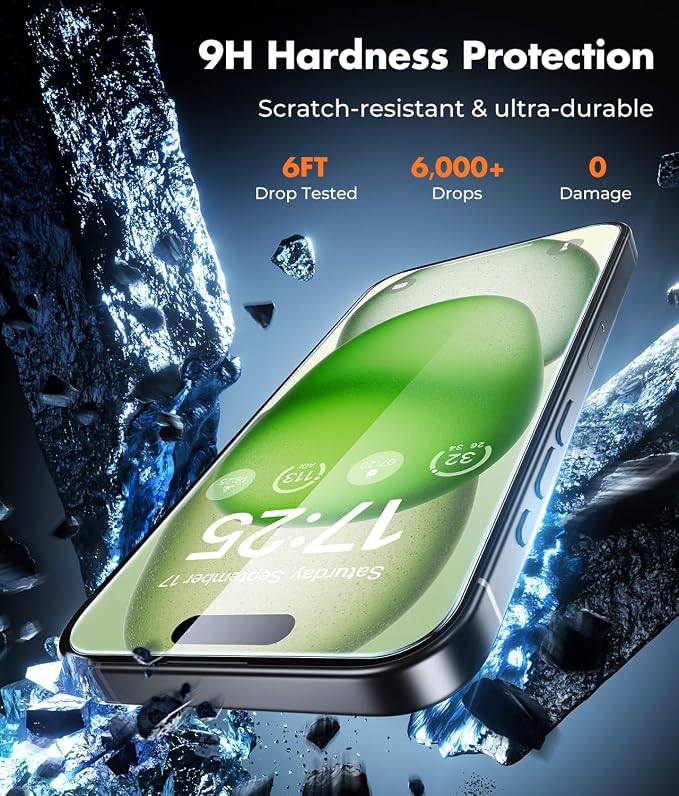 UNBREAKcable iPhone 15 Plus Screen Protector 3-Pack, Upgraded Dual-Tempered - Image 3