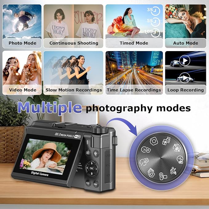 8K Digital Camera for Photography, 88MP Autofocus Vlogging Camera for YouTube - Image 5