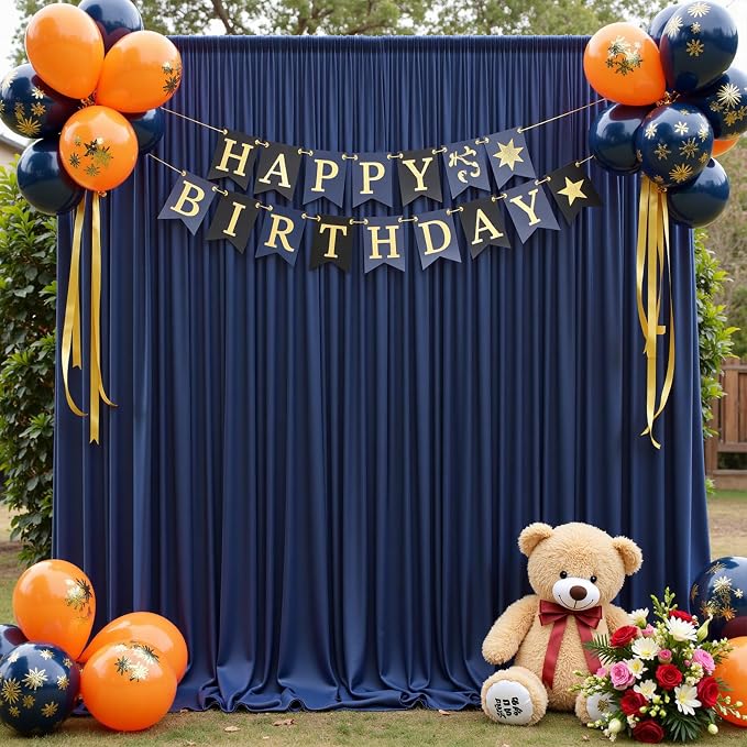 50ft x 12ft Wrinkle Free Navy Blue Backdrop Curtains - Image 8