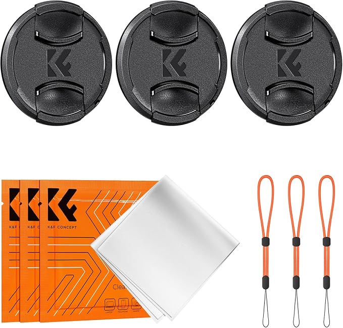 K&F Concept 43mm Lens Cap, 9-in-1 Center Pinch Lens Cover + Anti-Loss Keeper by KFCONCEPT