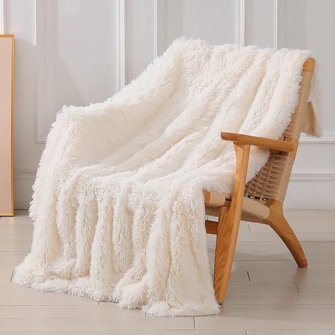 Tuddrom Decorative Extra Soft Fuzzy Faux Fur Throw Blanket 50" x 60", Solid by Tuddrom
