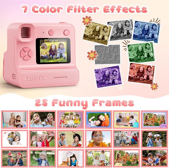 Instant Print Camera for Kids, 1080P Kids Instant Cameras, HD Selfie Digital - Image 4