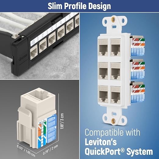 Everest 90° Angled RJ45 Cat5e Keystone Jacks 10-Pack in Light Almond - Image 6