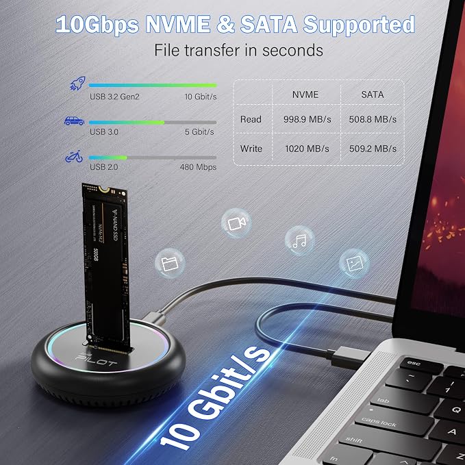 M.2 NVMe & SATA to USB C Docking Station, M.2 SSD to USB A C Reader Adapter - Image 4