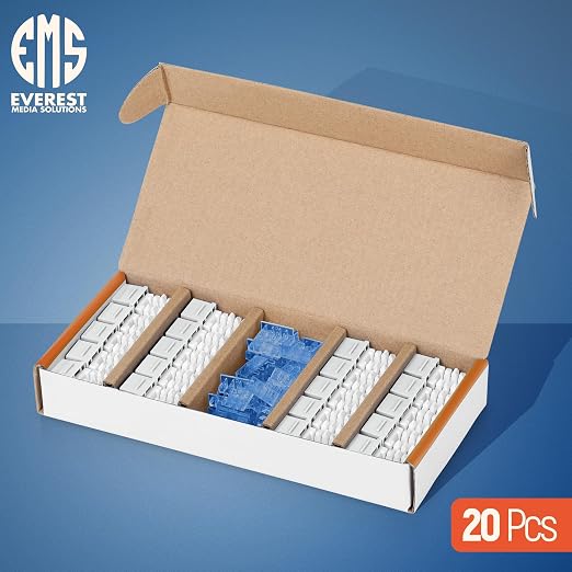 Everest 90° Angled RJ45 Cat5e Keystone Jacks 20-Pack in White - Image 2