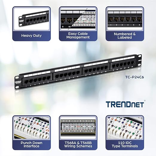 TRENDnet 24-Port Cat6 Unshielded Patch Panel, Wallmount or Rackmount, Compatible - Image 2