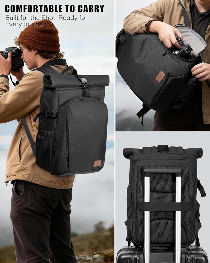 Smasrob Camera Backpack with Padded Laptop Sleeve and Tripod Holder, Camera Bags - Image 6