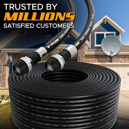 G-PLUG RG6 Coaxial Cable 50FT – Triple Shielded, Waterproof, 75 Ohm - Image 5