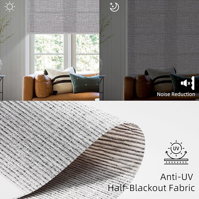 SmartWings 70% Light Filtering Motorized Roller Shades Work - Image 4