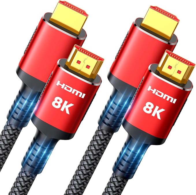 Snowkids 8K HDMI Cable 3.3FT/1M 2-Pack, Ultra High Speed 48Gbps HDMI Braided by Snowkids