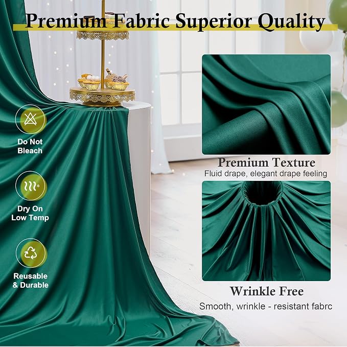 20ft x 15ft Hunter Green Backdrop Curtains - Image 3