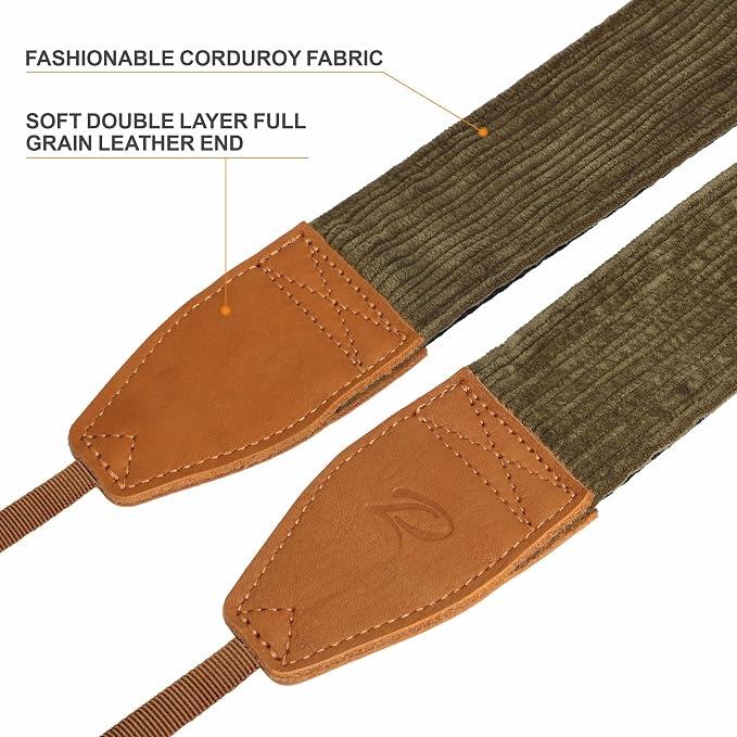 Padwa Lifestyle Olive Green Corduroy Camera Strap - Image 3