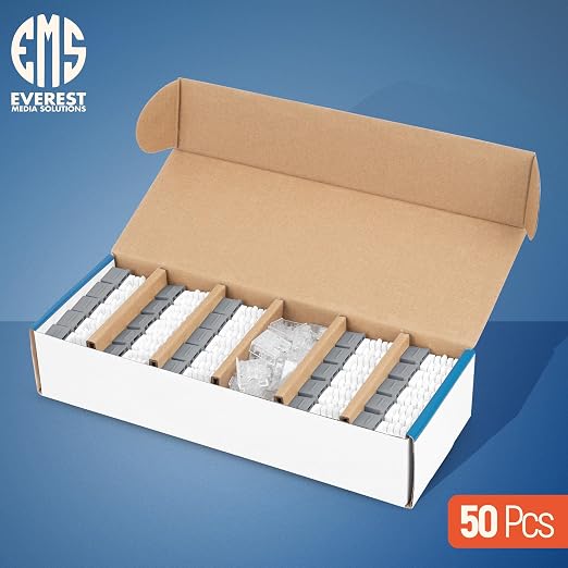 Everest 90° Angled RJ45 Cat6 Keystone Jacks 50-Pack in Gray - Image 2