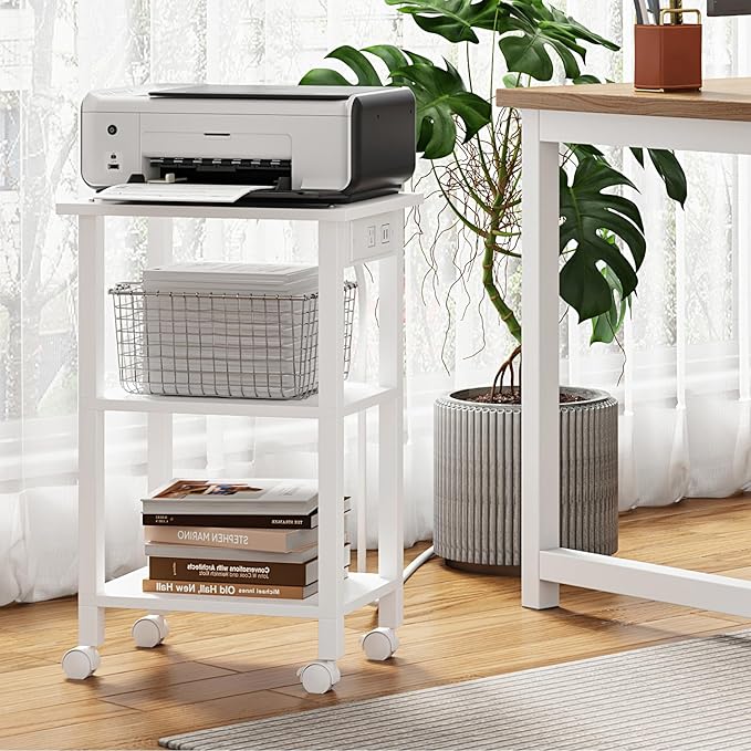TUTOTAK 3 Tier Printer Stand, Rolling Printer Cart - Image 6