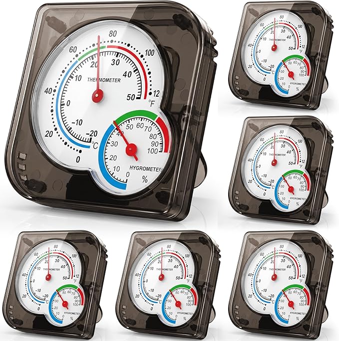 Kathfly 6 Pcs Indoor Thermometer and Humidity Gauge Indoor Mini Thermometer by Kathfly