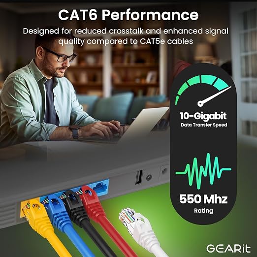 GEARit Cat 6 Ethernet Patch Cable 0.5 ft Black - Image 4
