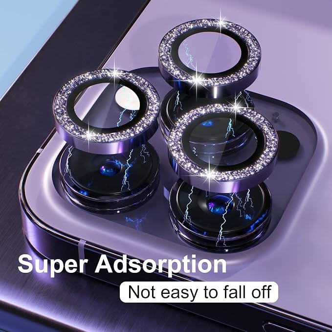 Misea for iPhone 14 Pro/iPhone 14 Pro Max Camera Lens Protector Bling, 9H - Image 6