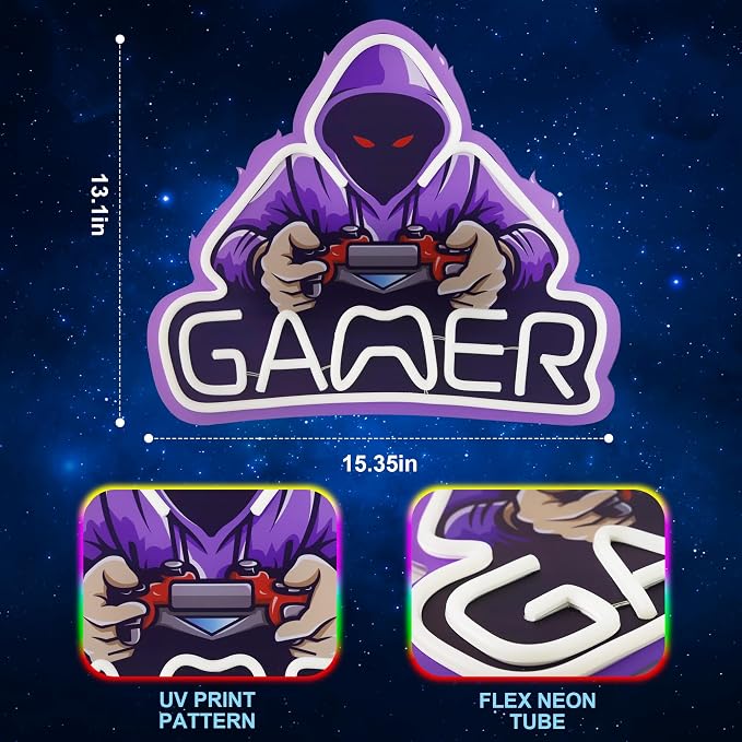 Kavaas Gamer Neon Sign, UV Printed Gaming Neon Sign - Image 4