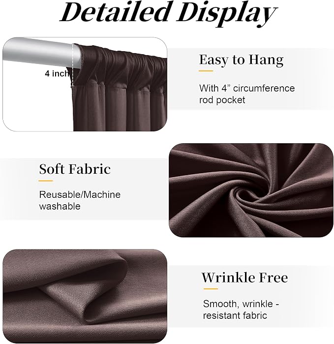 50ft x 12ft Brown Backdrop Curtains - Image 5