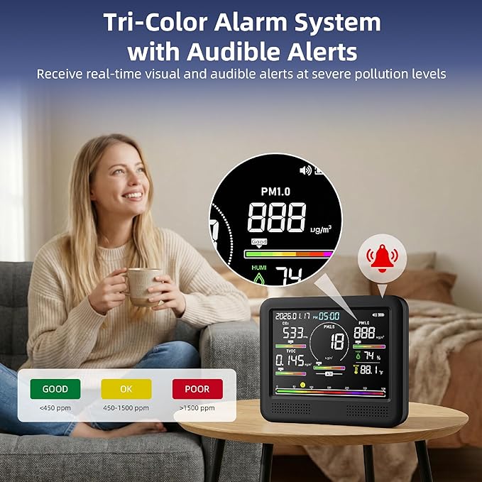 Indoor Air Quality Monitor for Home, CO2 Detector - Image 6