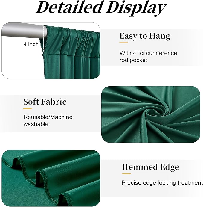 20ft x 15ft Hunter Green Backdrop Curtains - Image 5