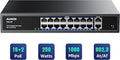 18-Port Ethernet Gigabit PoE Switch, 16-Port PoE by AUMOX