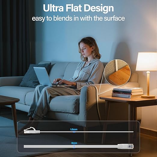 Cat 6 Flat Ethernet Cable 200 FT, UTP 10Gbps High-Speed Cat6 Ethernet Cable - Image 3