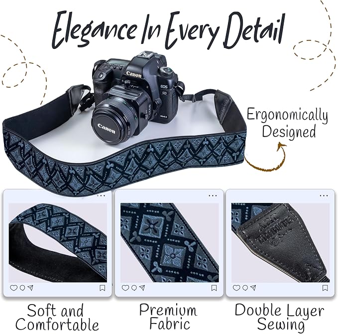 Art Tribute Camera Strap For Photographers Padded Universal Fit Neck Shoulder & - Image 3