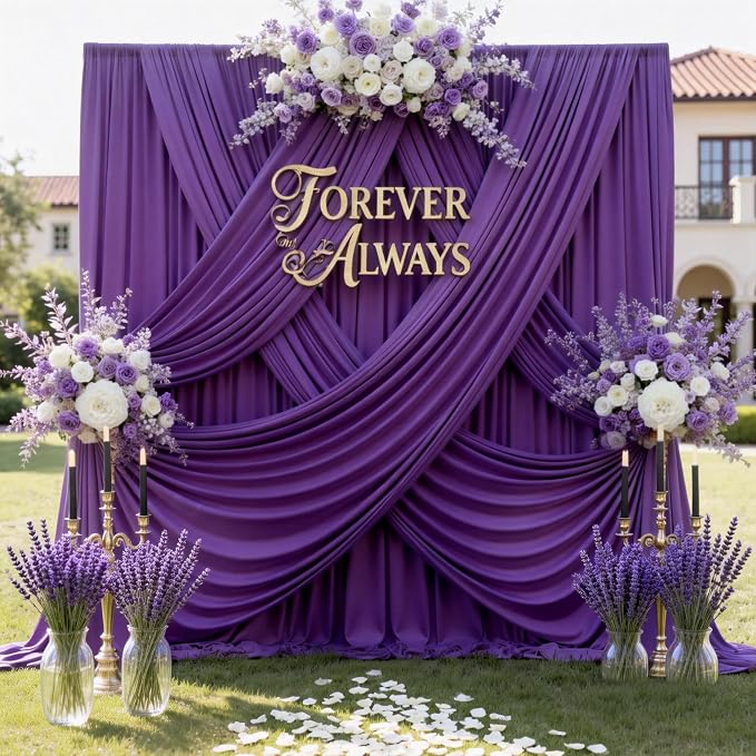 12ft x 10ft Purple Backdrop Curtains by CO-AVE