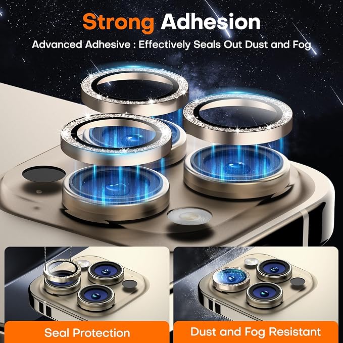 for iPhone 15 Pro/15 Pro Max Camera Lens Protector, Tempered Glass Screen - Image 2