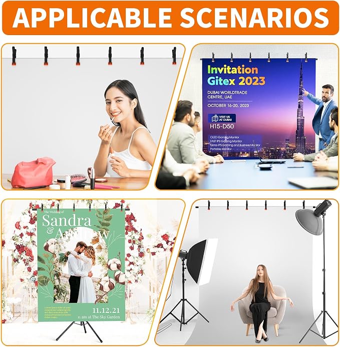 Forlogic Portable T-Shape Backdrop Stand Support Kit 8x7.2ft, Adjustable Photo - Image 7