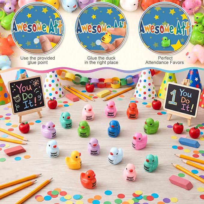 Skylety 100 Pcs Awesome Attendance Resin Duck, Perfect Attendance Awards - Image 3